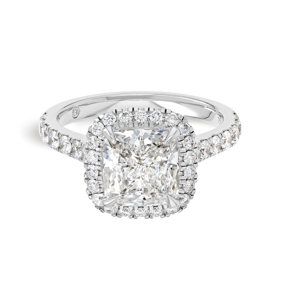 2.5 Carat Lab-Grown Cushion Halo White Gold Ring