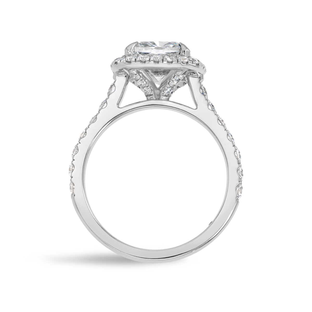 2.5 Carat Lab-Grown Cushion Halo White Gold Ring