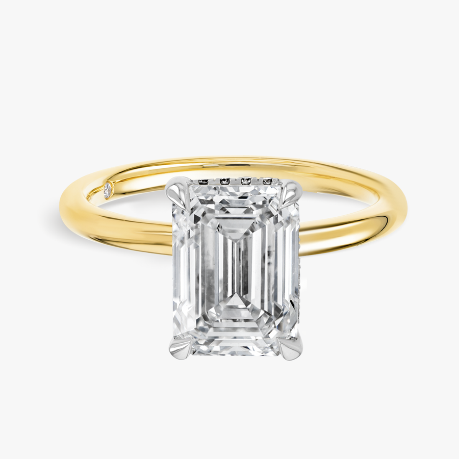 3 Carat Lab-Grown Emerald Solitaire Yellow Gold Ring