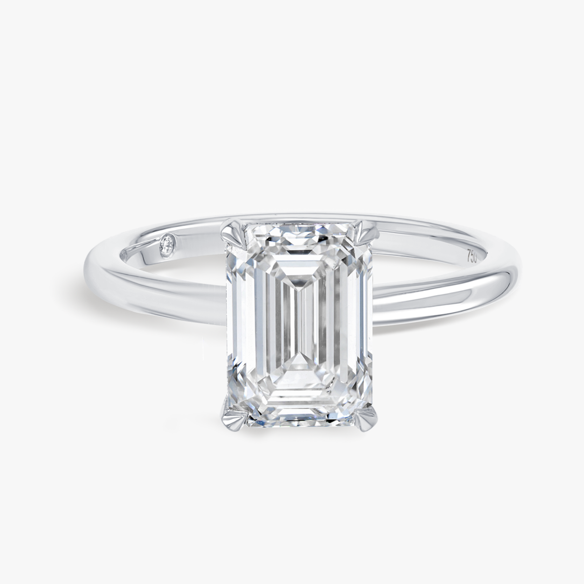 2.5 Carat Natural Emerald Solitaire White Gold Ring