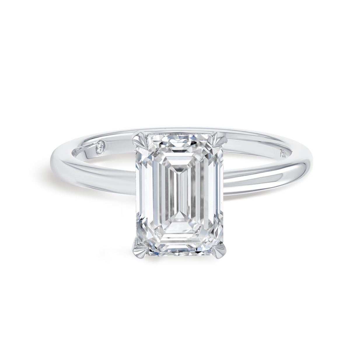 2.5 Carat Natural Emerald Solitaire White Gold Ring