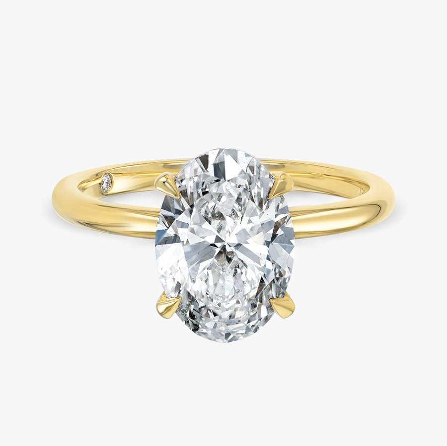 3 Carat Natural Oval Solitaire Yellow Gold Ring