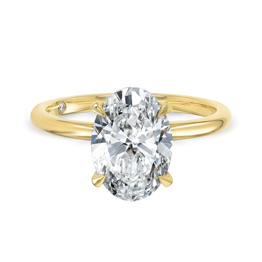 3 Carat Natural Oval Solitaire Yellow Gold Ring