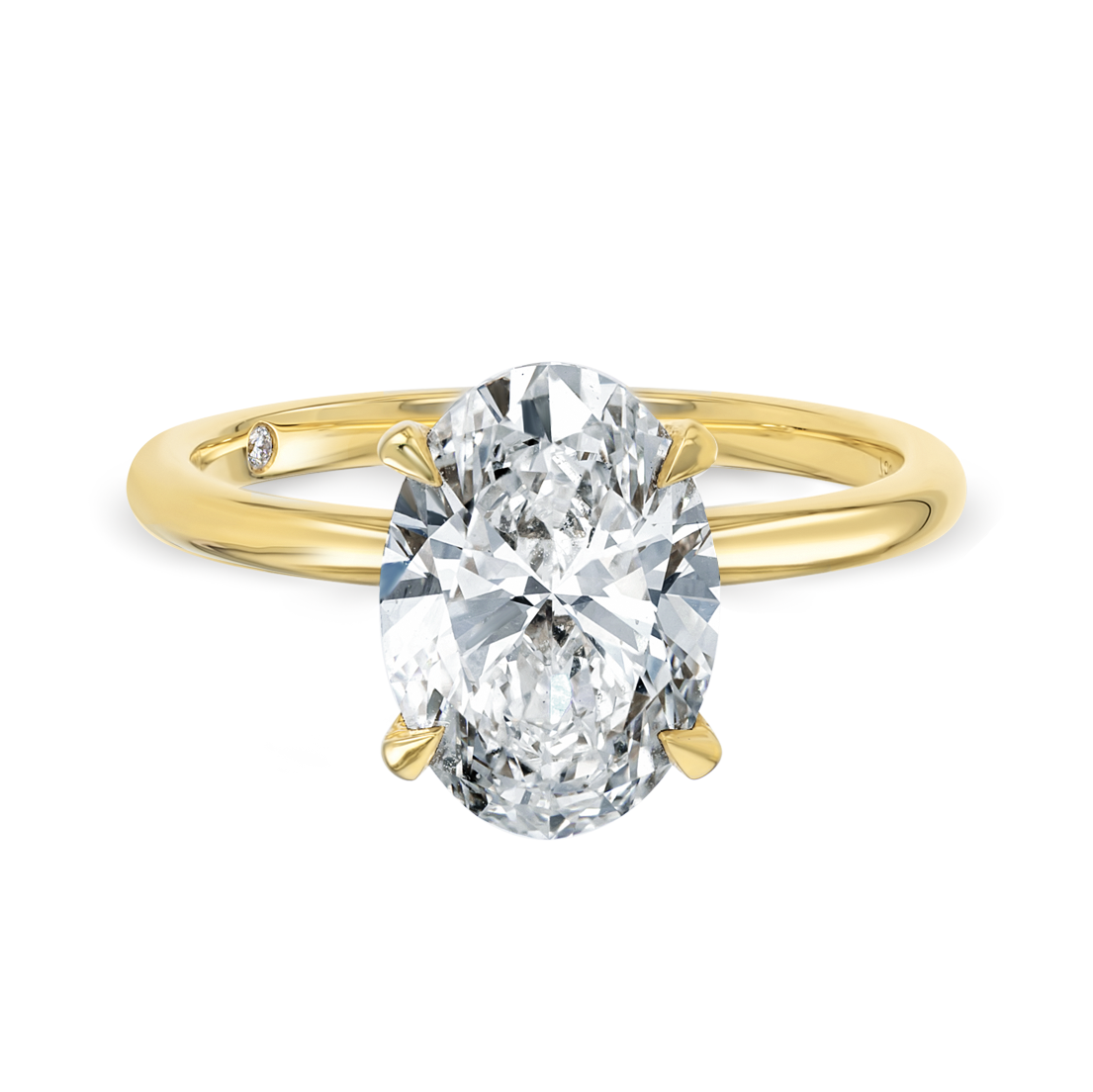 3 Carat Lab-Grown Oval Solitaire Yellow Gold Ring