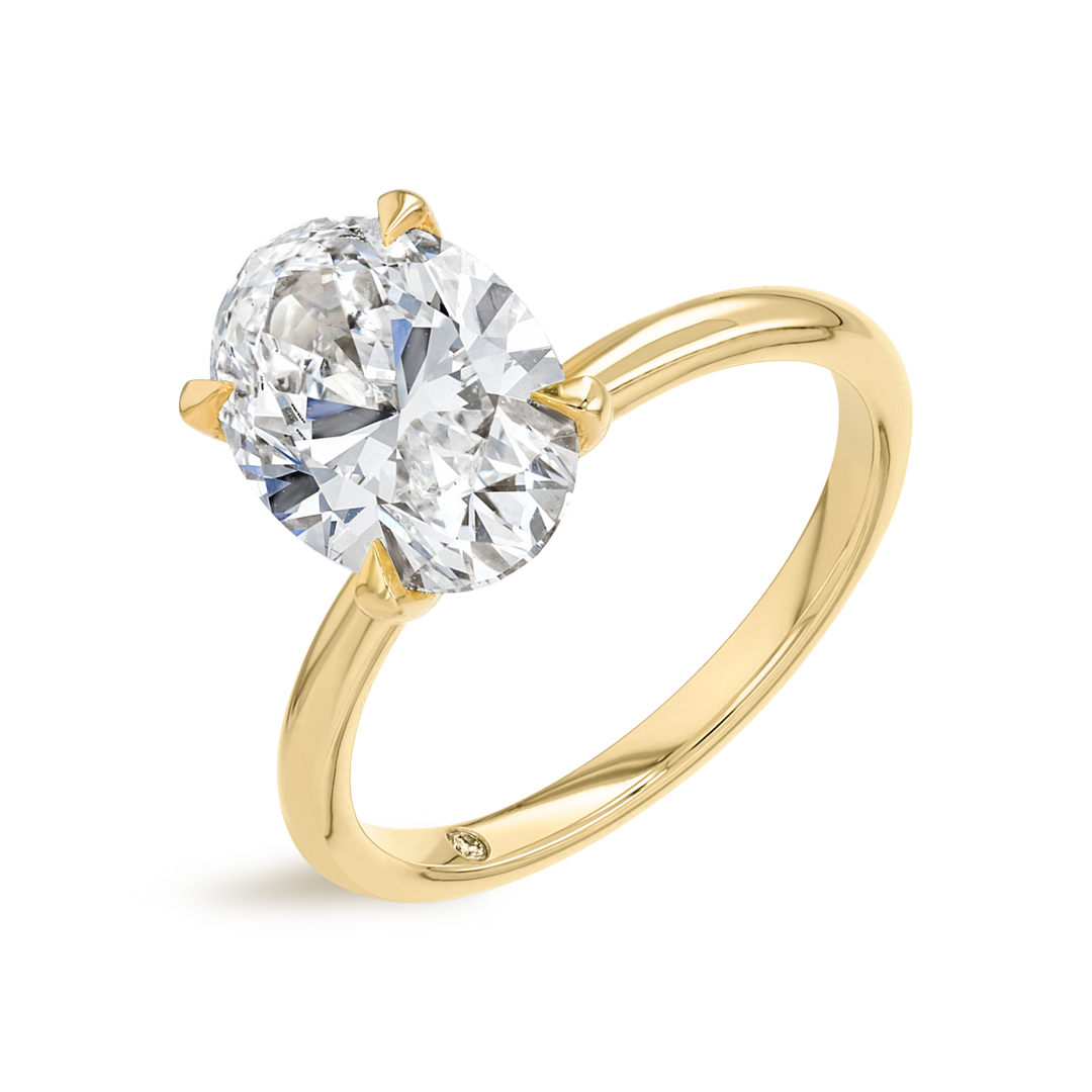 3 Carat Lab-Grown Oval Solitaire Yellow Gold Ring