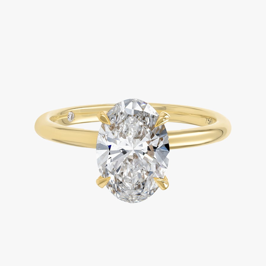 2 Carat Natural Oval Solitaire Yellow Gold Ring