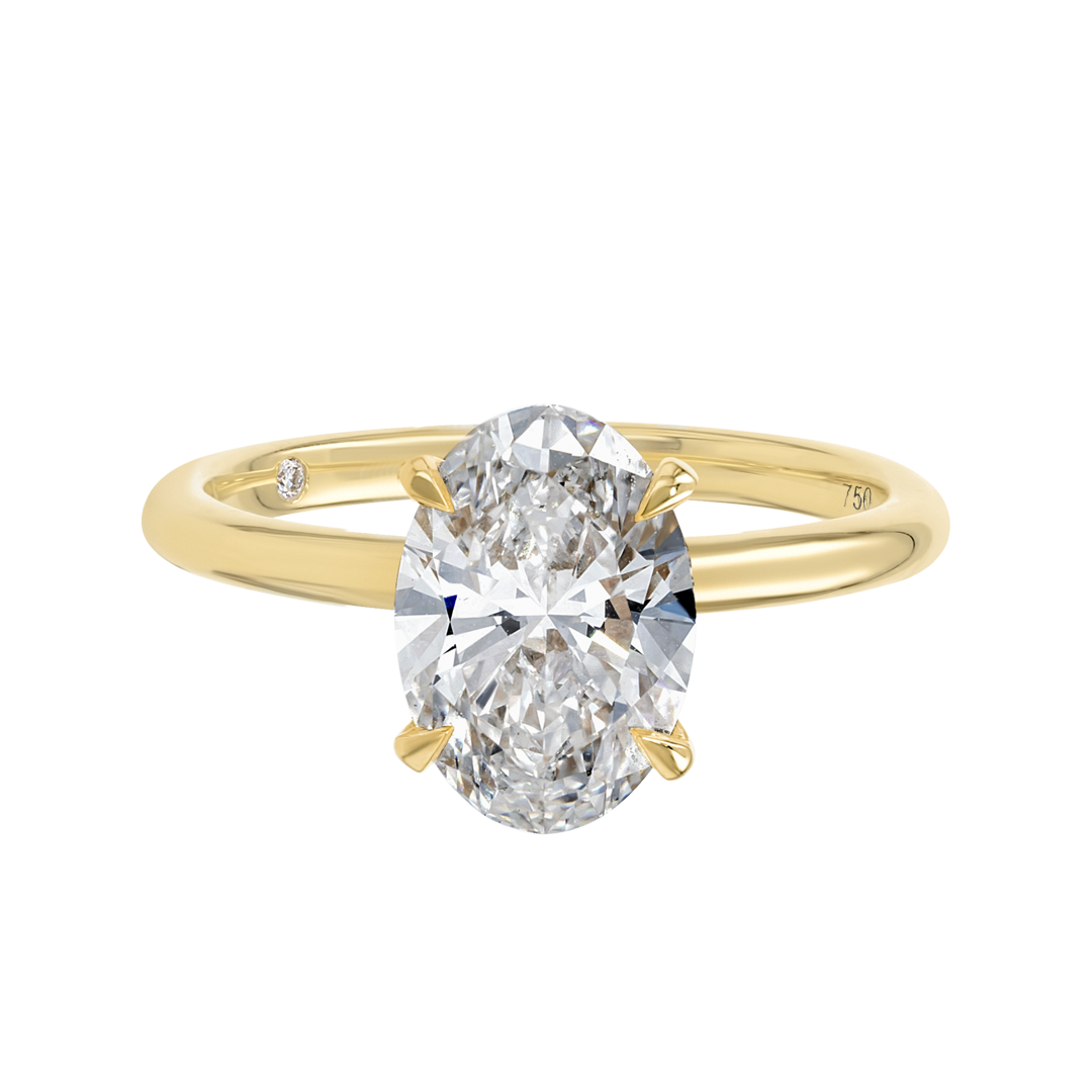 2 Carat Natural Oval Solitaire Yellow Gold Ring