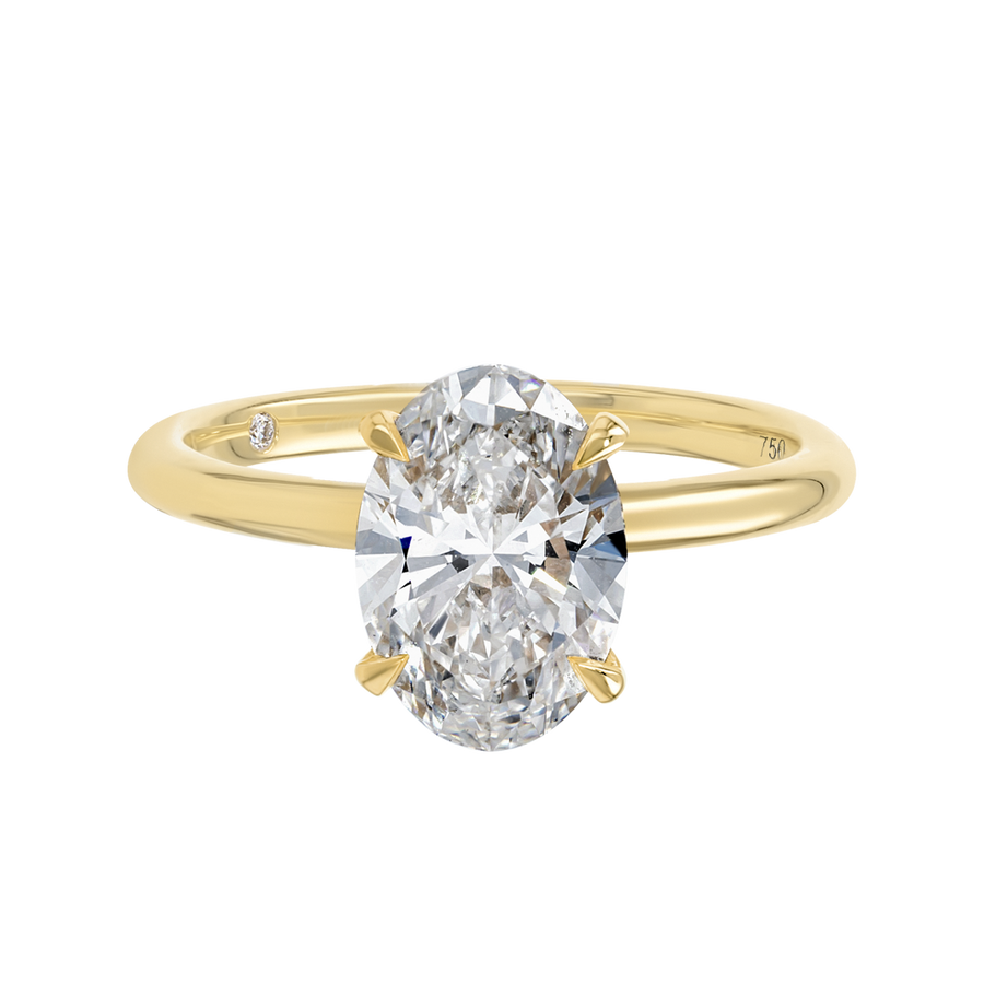 2 Carat Natural Oval Solitaire Yellow Gold Ring