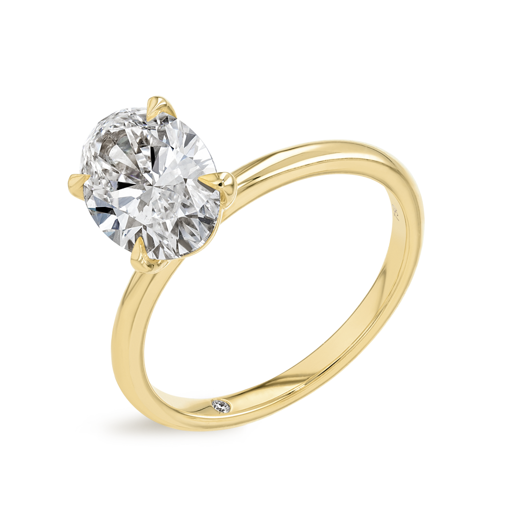2 Carat Lab-Grown Oval Solitaire Yellow Gold Ring