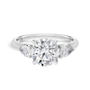 2 Carat Natural Round Classic Trilogy With Side Pears White Gold Ring