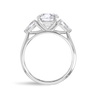2 Carat Natural Round Classic Trilogy With Side Pears White Gold Ring