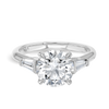 2.5 Carat Natural Round Trilogy With Side Baguettes White Gold Ring