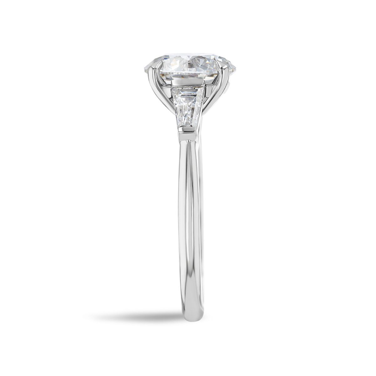 2.5 Carat Lab-Grown Round Trilogy With Side Baguettes White Gold Ring