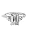 3 Carat Lab-Grown Emerald Trilogy With Side Trapezoids White Gold Ring