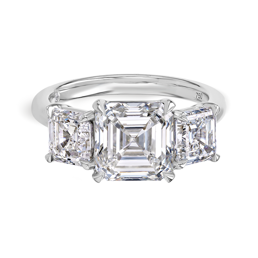 3 Carat Lab-Grown Asscher Trilogy With Side Asschers White Gold Ring