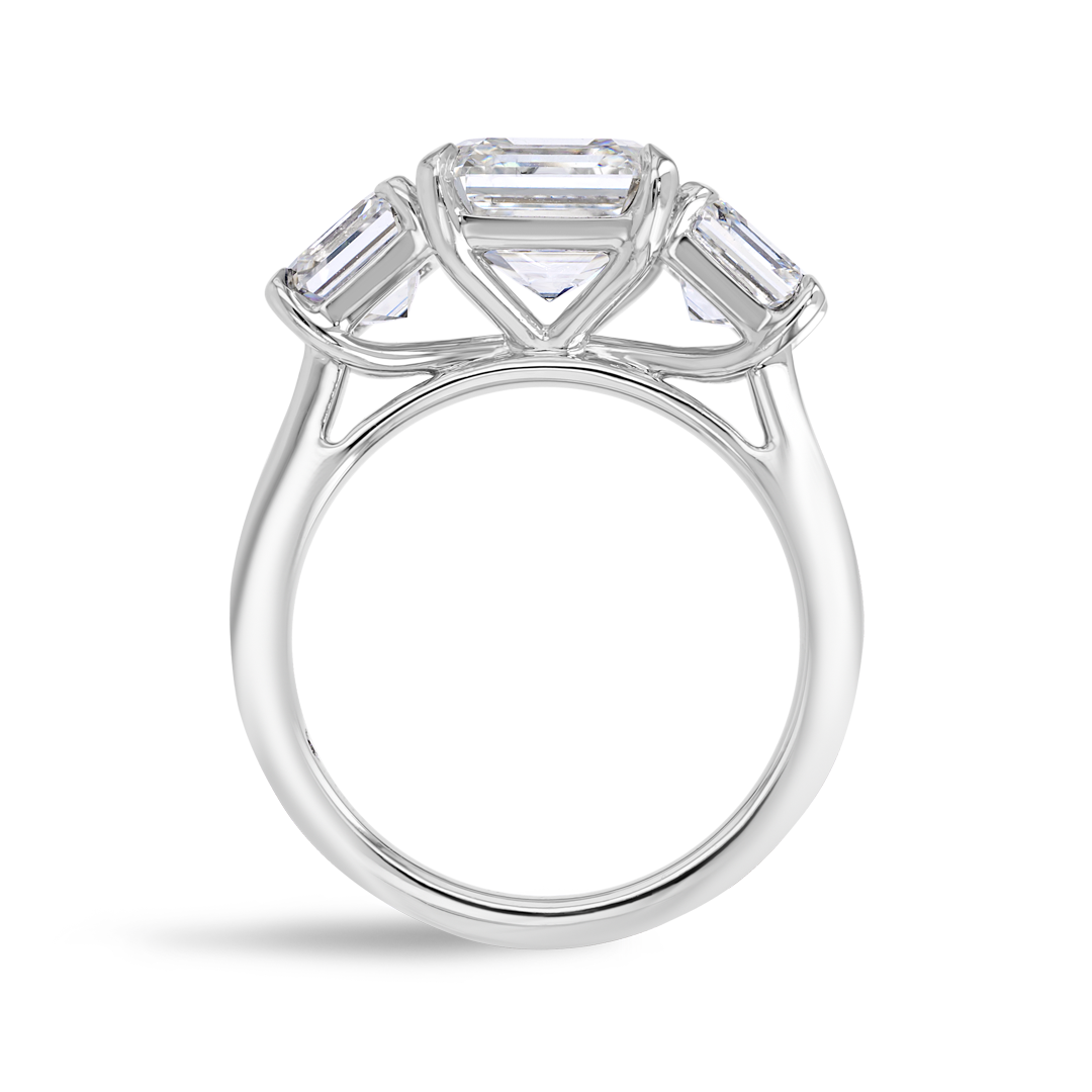 3 Carat Natural Asscher Trilogy With Side Asschers White Gold Ring