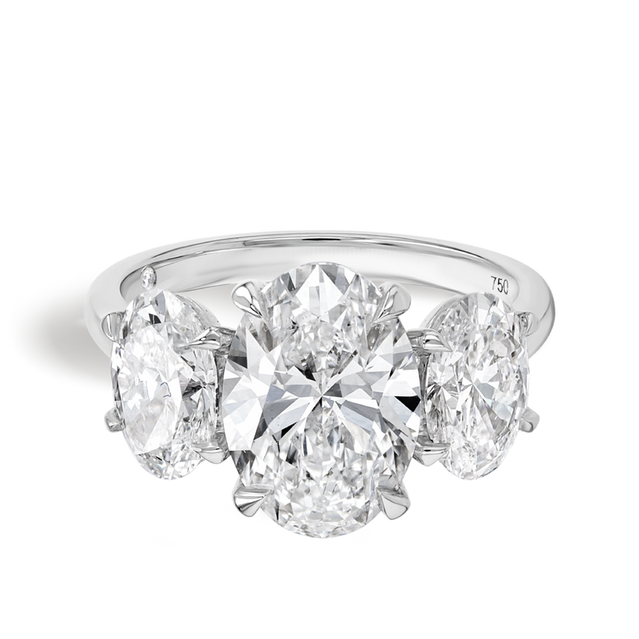 3 Carat Lab-Grown Oval Trilogy With Side Ovals White Gold Ring