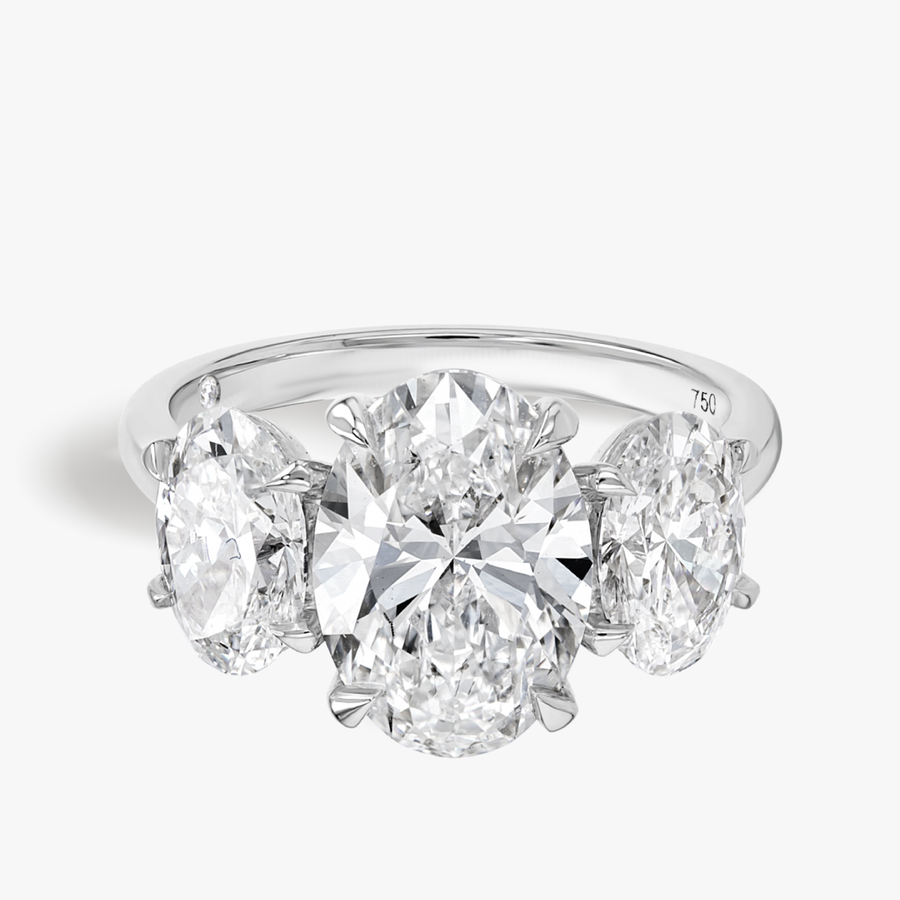 3 Carat Natural Oval Trilogy With Side Ovals White Gold Ring
