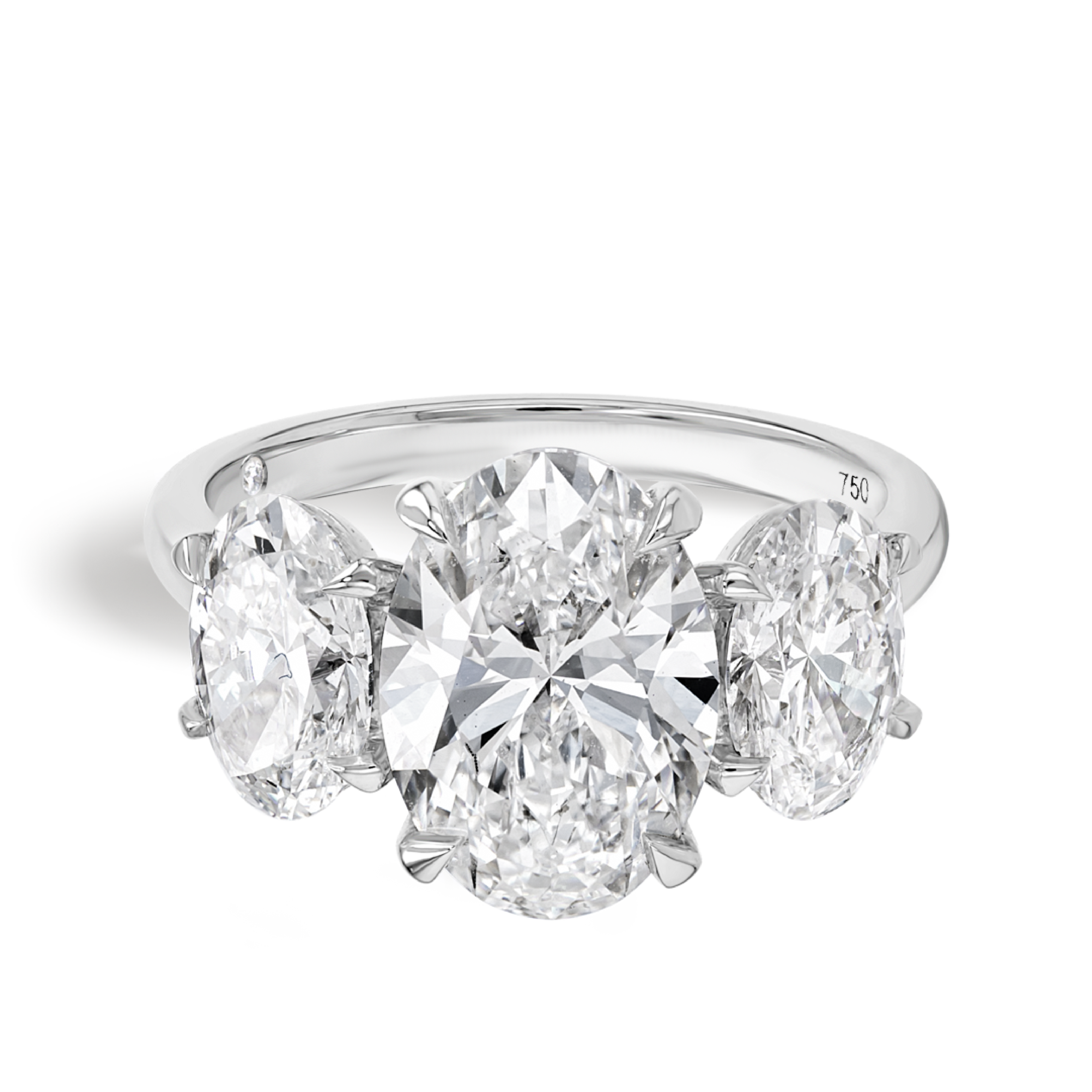 3 Carat Natural Oval Trilogy With Side Ovals White Gold Ring