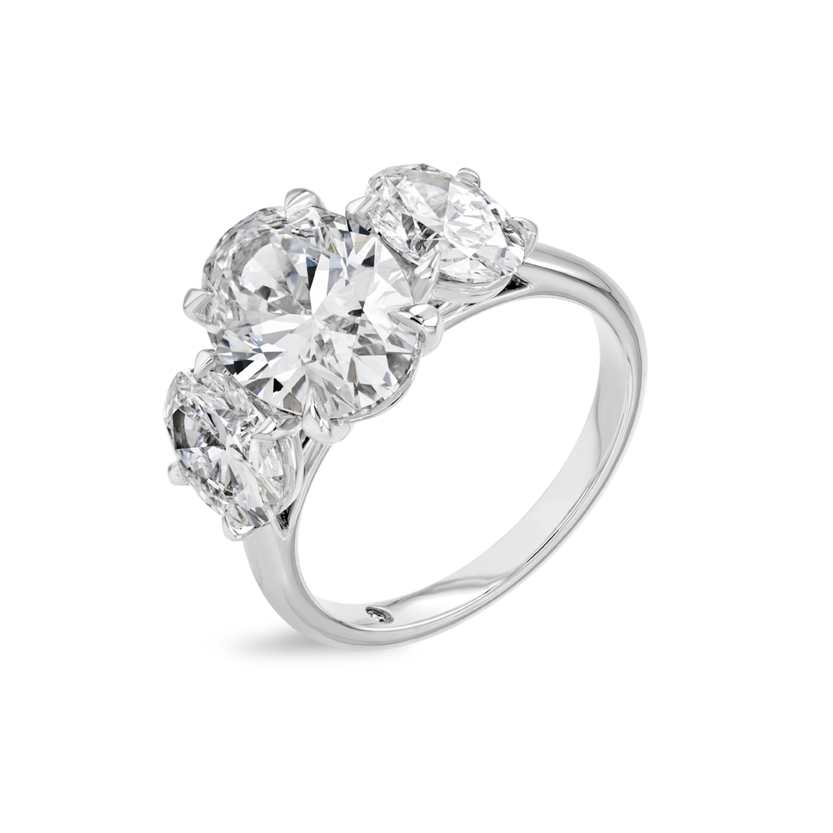 3 Carat Lab-Grown Oval Trilogy With Side Ovals White Gold Ring