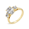 2 Carat Lab-Grown Oval Trilogy With Side Rounds Yellow Gold Ring