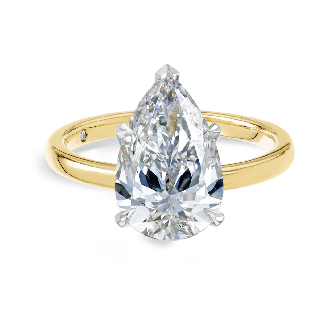 3 Carat Lab-Grown Pear Solitaire Yellow Gold Ring