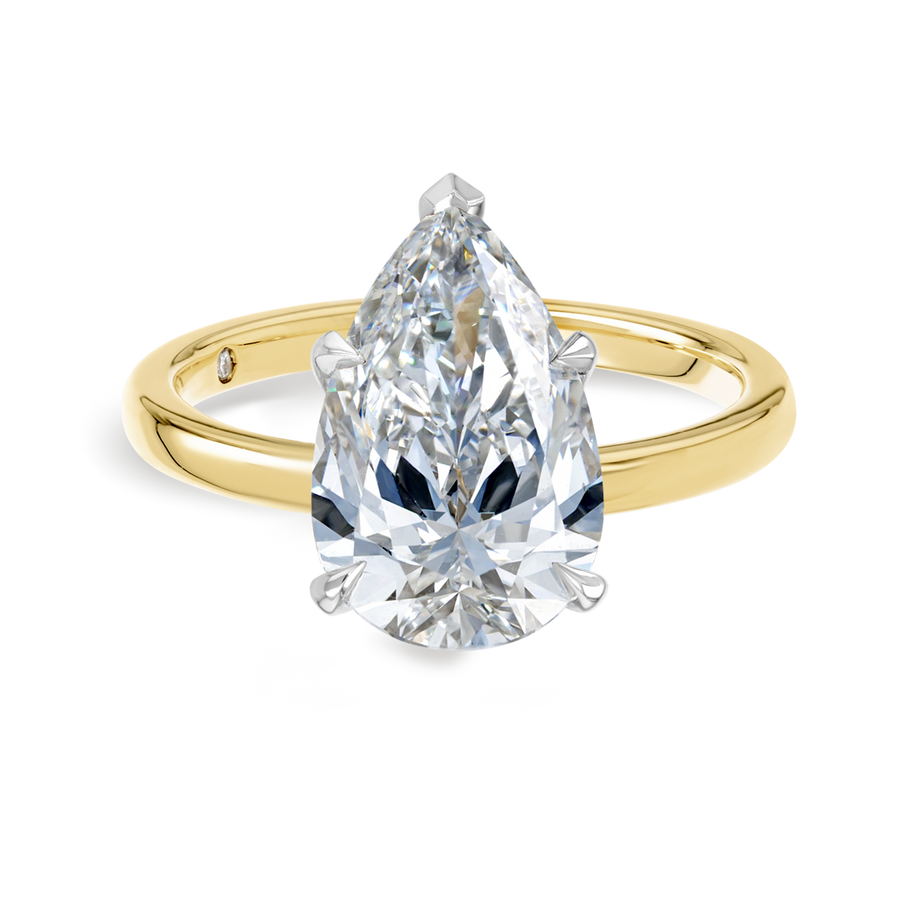 3 Carat Lab-Grown Pear Solitaire Yellow Gold Ring