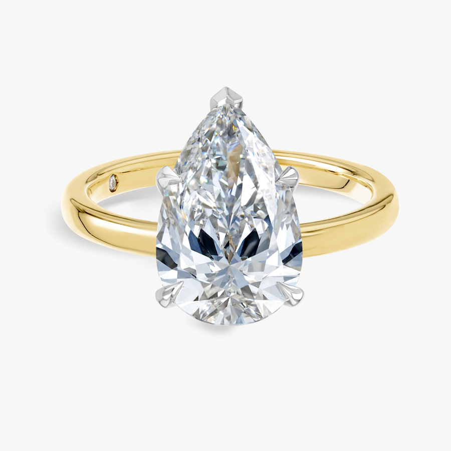 3 Carat Natural Pear Solitaire Yellow Gold Ring
