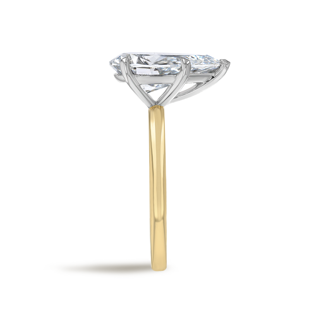 3 Carat Natural Pear Solitaire Yellow Gold Ring