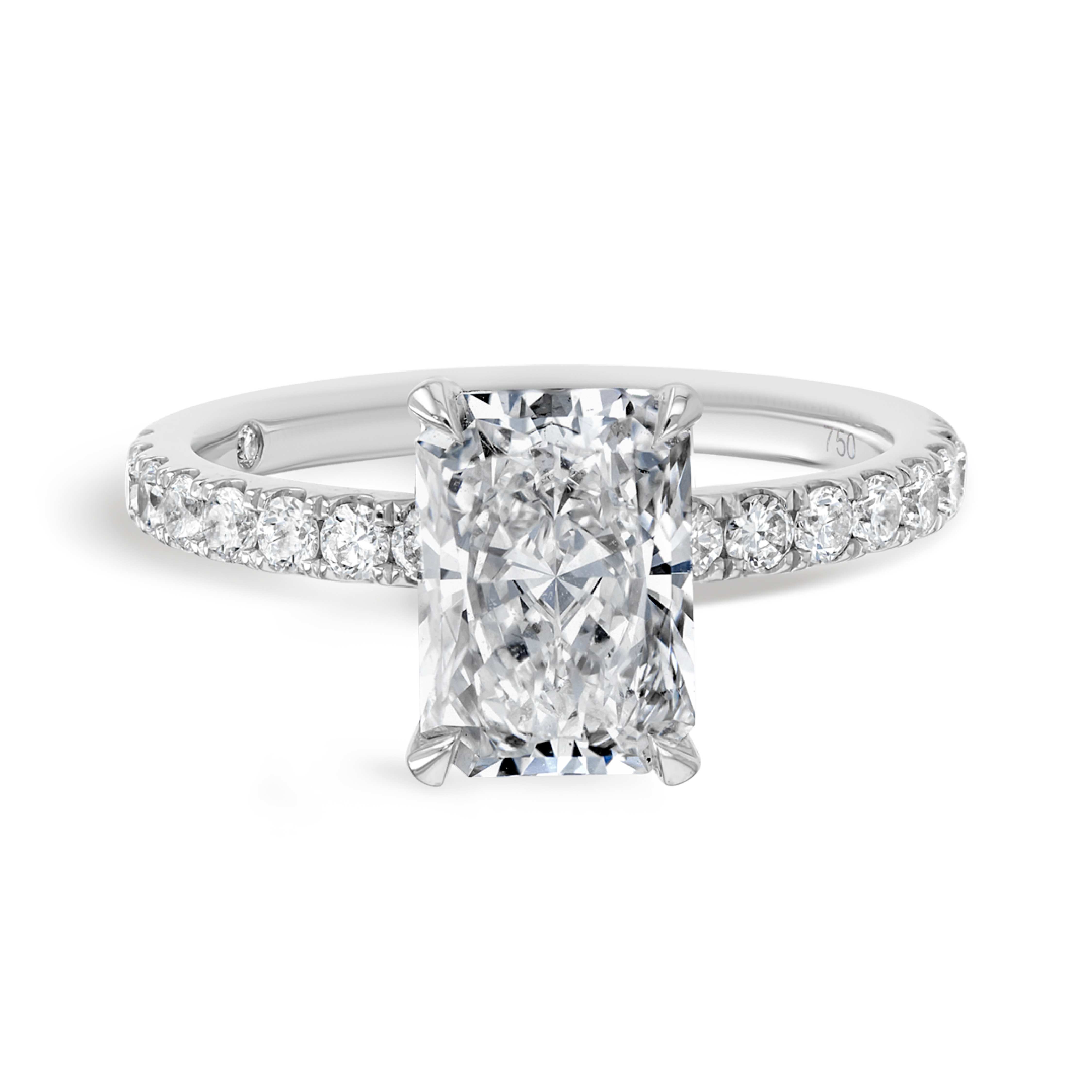 2 Carat Natural Radiant Diamond Band White Gold Ring