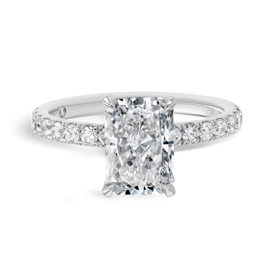2 Carat Natural Radiant Diamond Band White Gold Ring