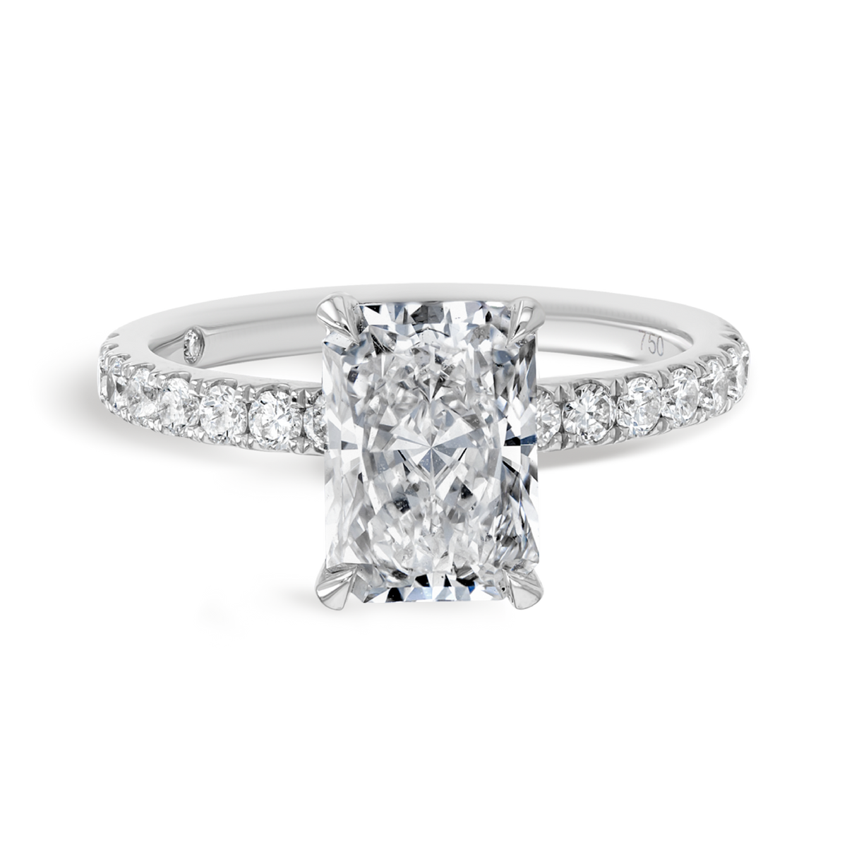 2 Carat Lab-Grown Radiant Diamond Band White Gold Ring