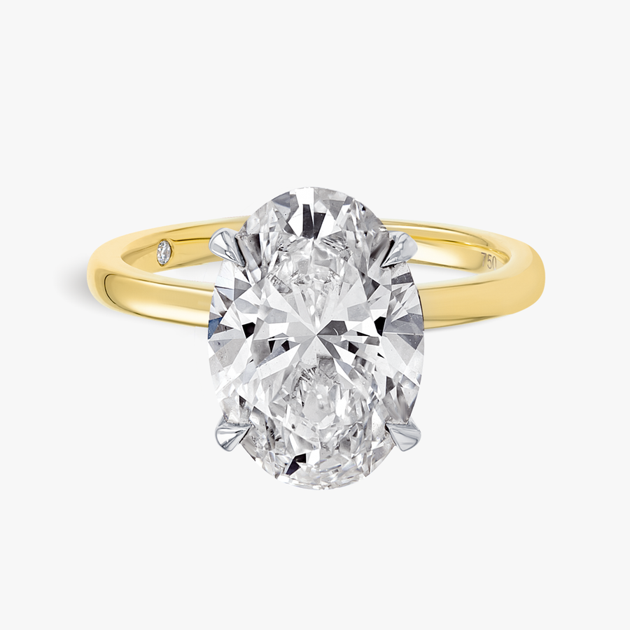 4 Carat Natural Oval Solitaire Yellow Gold Ring