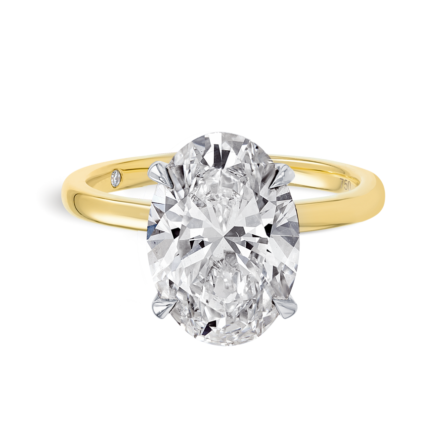 4 Carat Natural Oval Solitaire Yellow Gold Ring