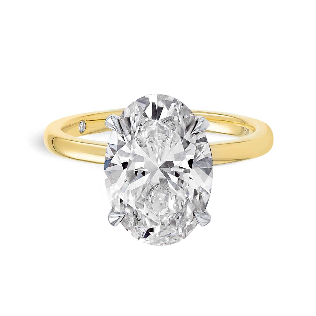 4 Carat Lab-Grown Oval Solitaire Yellow Gold Ring