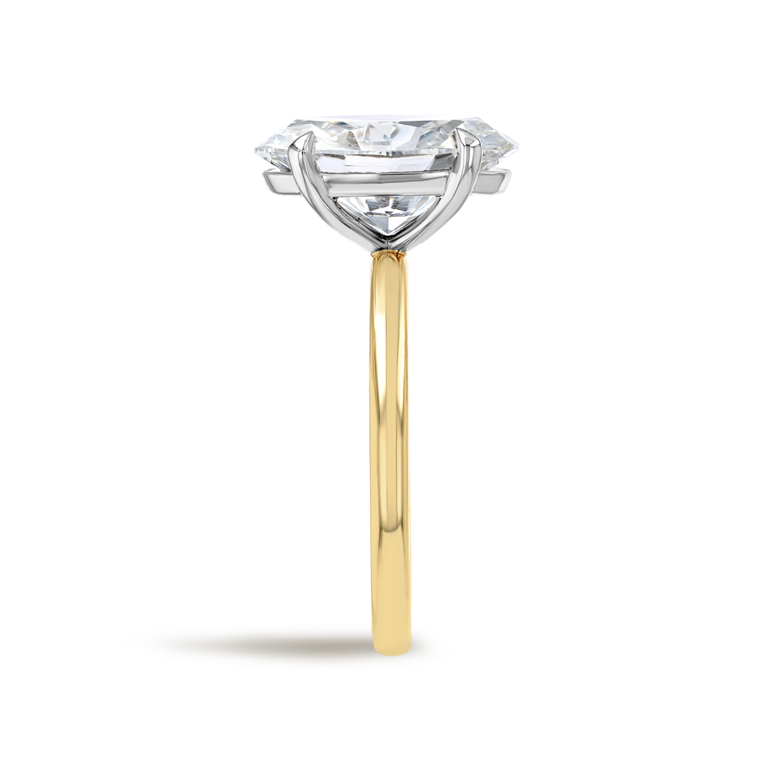 4 Carat Lab-Grown Oval Solitaire Yellow Gold Ring