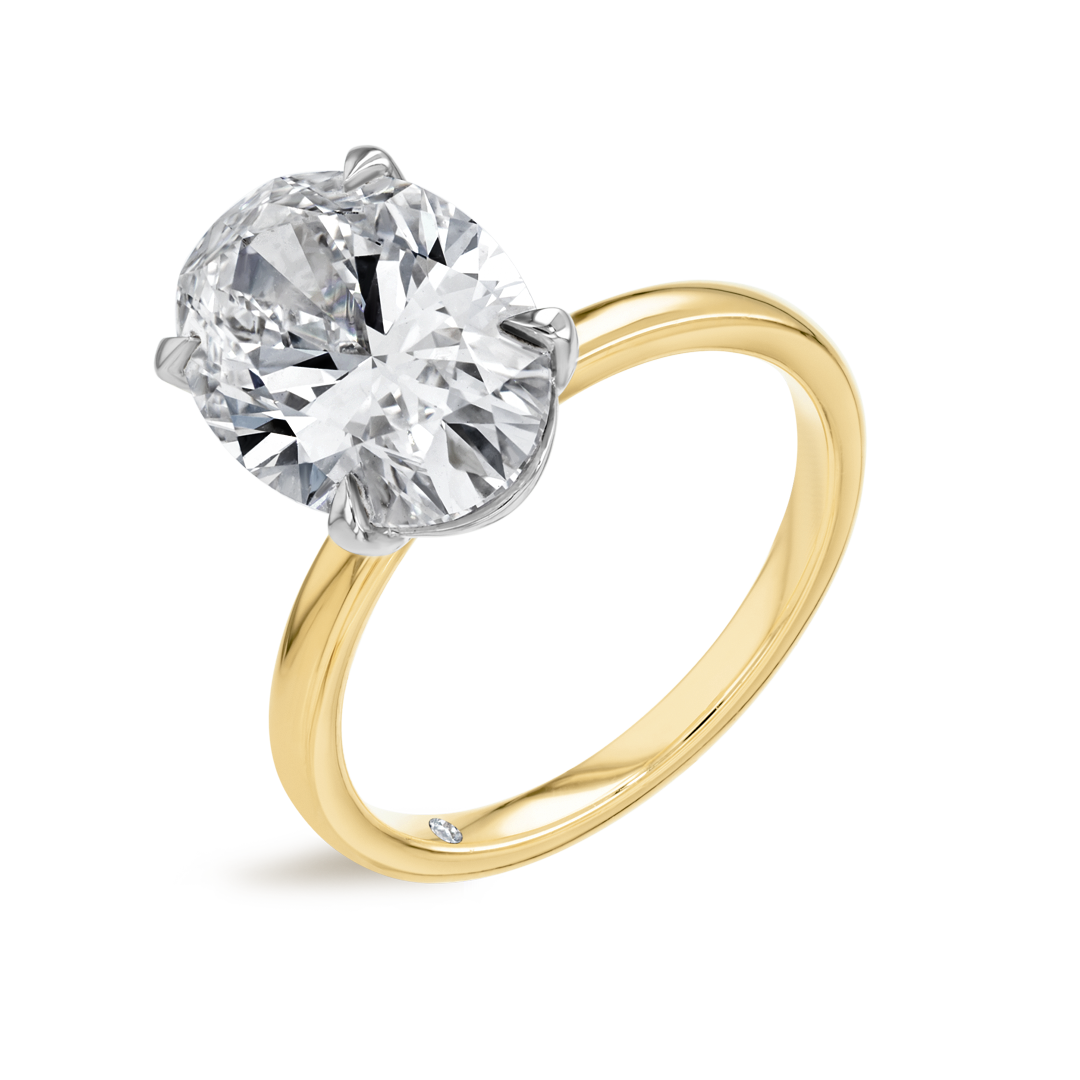 4 Carat Natural Oval Solitaire Yellow Gold Ring