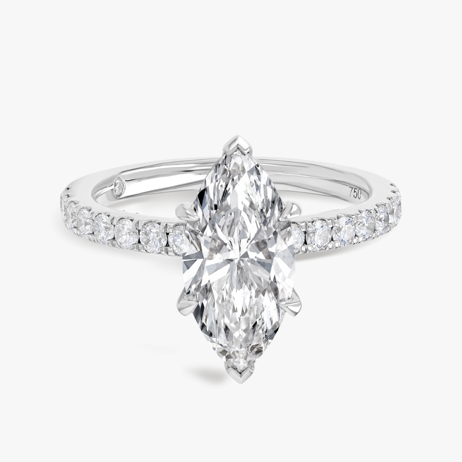 2 Carat Natural Marquise Diamond Band White Gold Ring