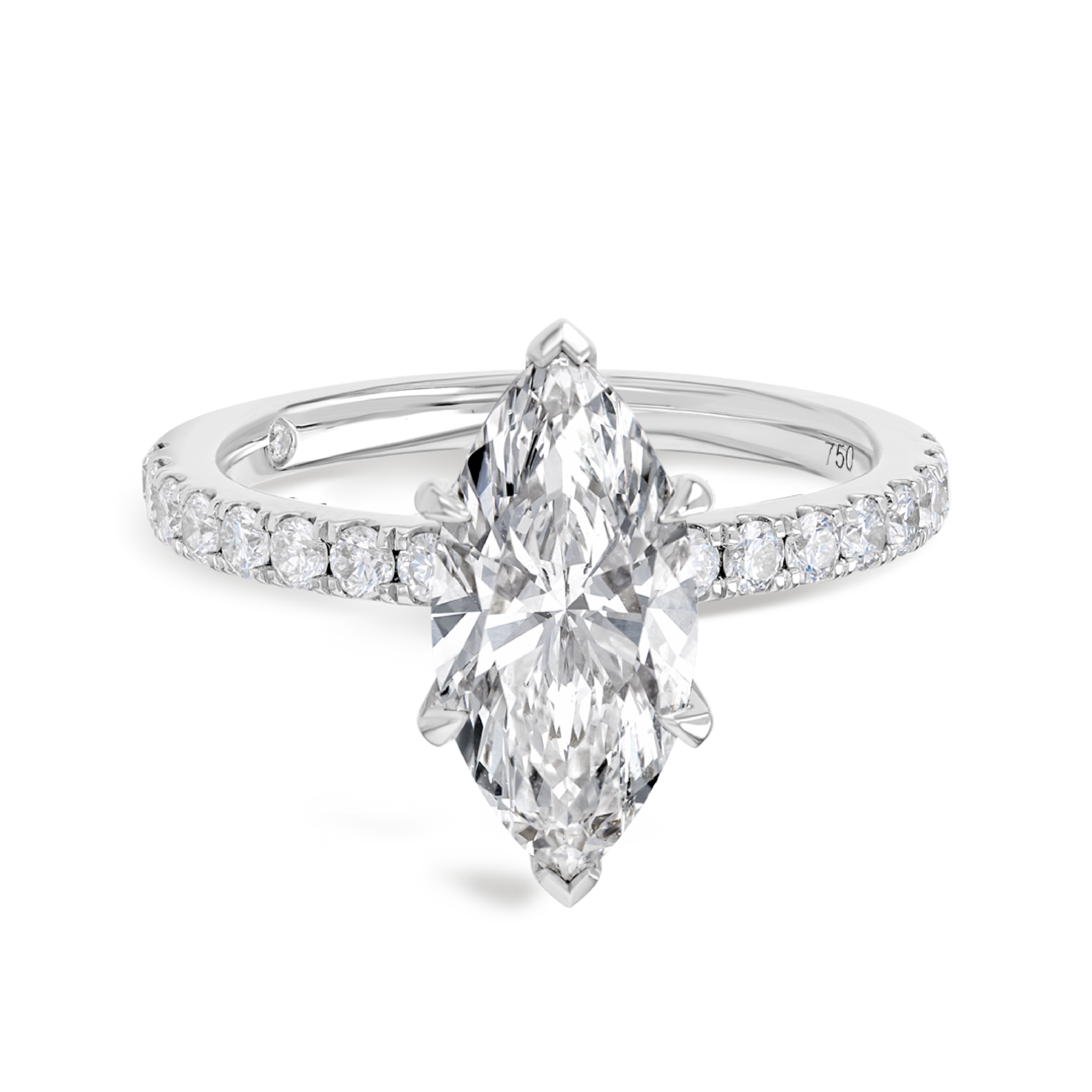 2 Carat Natural Marquise Diamond Band White Gold Ring