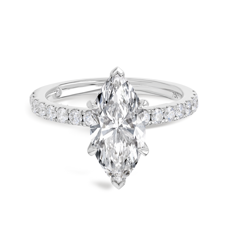 2 Carat Lab-Grown Marquise Diamond Band White Gold Ring
