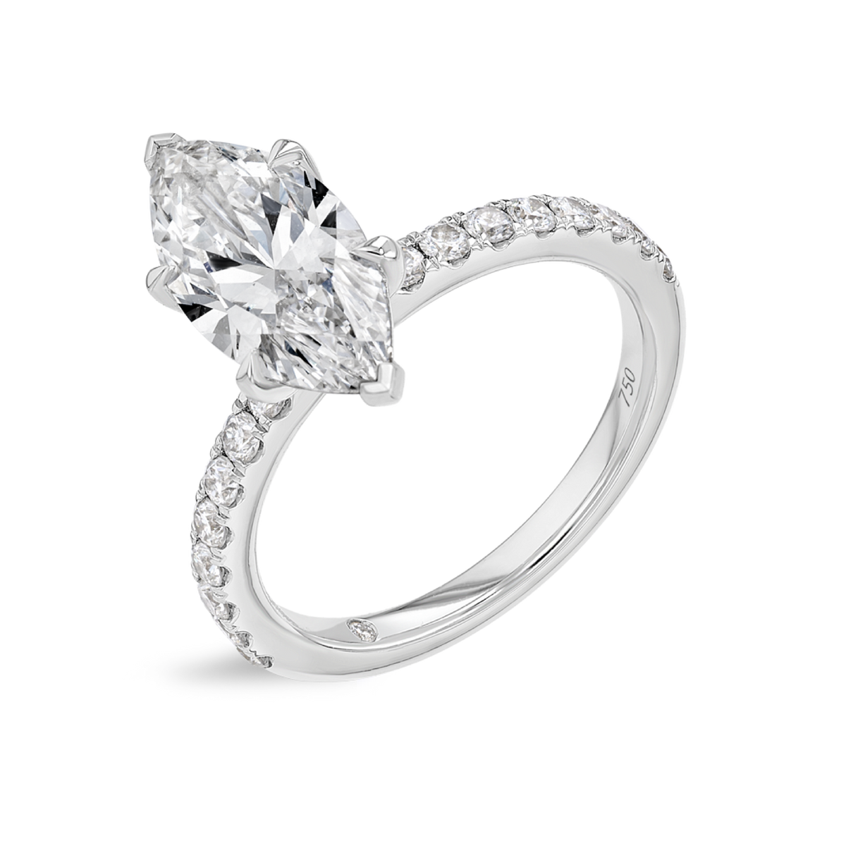 2 Carat Lab-Grown Marquise Diamond Band White Gold Ring
