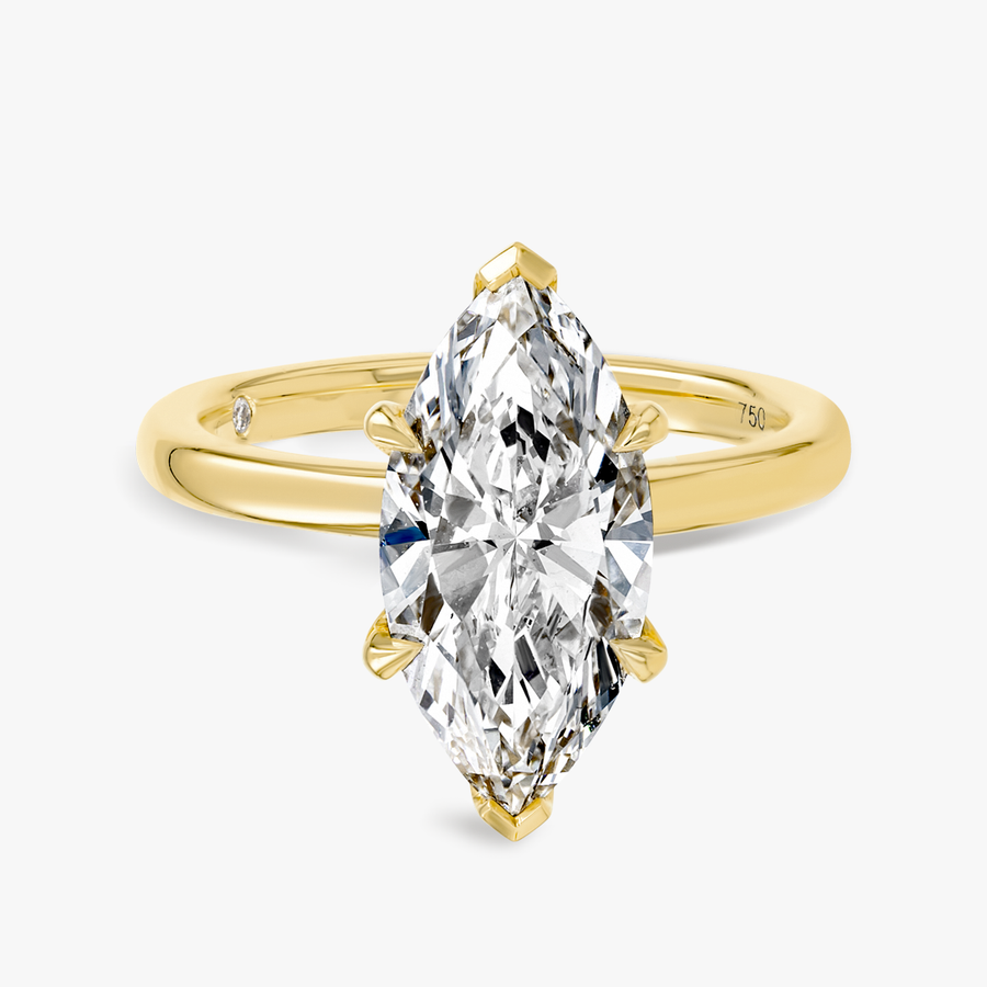3 Carat Natural Marquise Solitaire Yellow Gold Ring