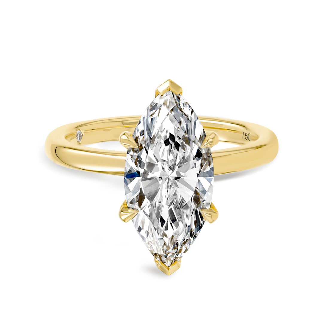 3 Carat Lab-Grown Marquise Solitaire Yellow Gold Ring