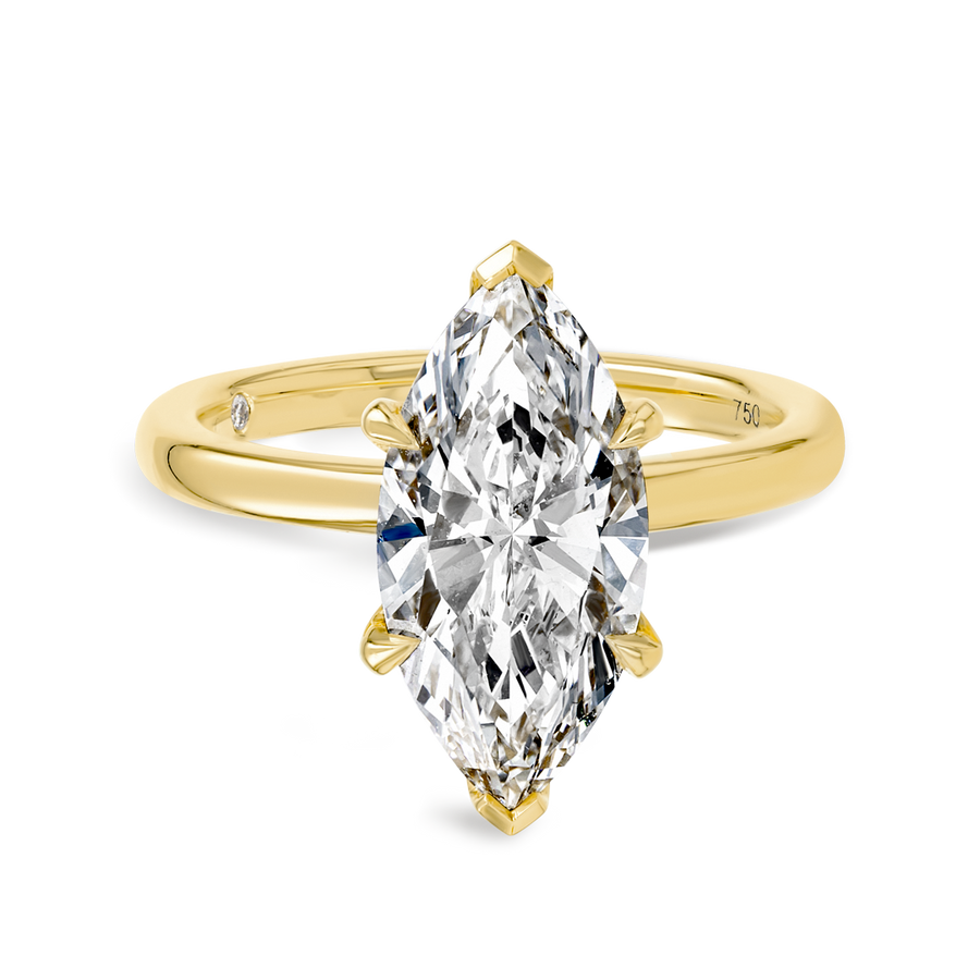 3 Carat Lab-Grown Marquise Solitaire Yellow Gold Ring