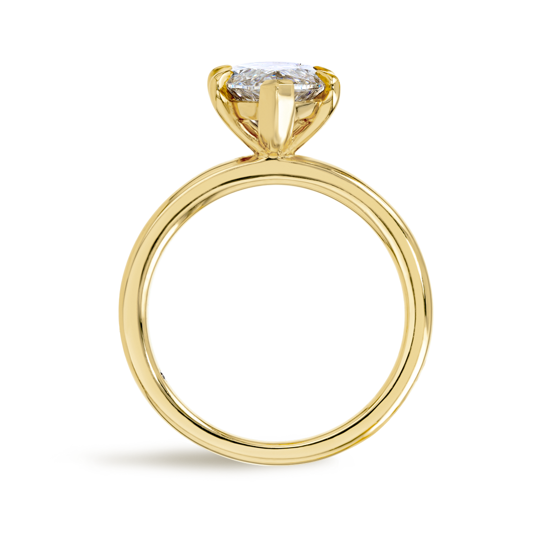 3 Carat Lab-Grown Marquise Solitaire Yellow Gold Ring