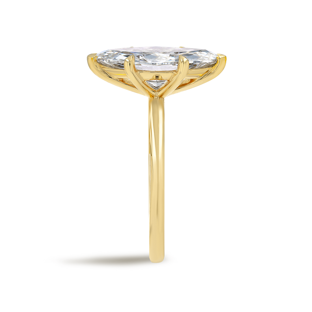 3 Carat Lab-Grown Marquise Solitaire Yellow Gold Ring