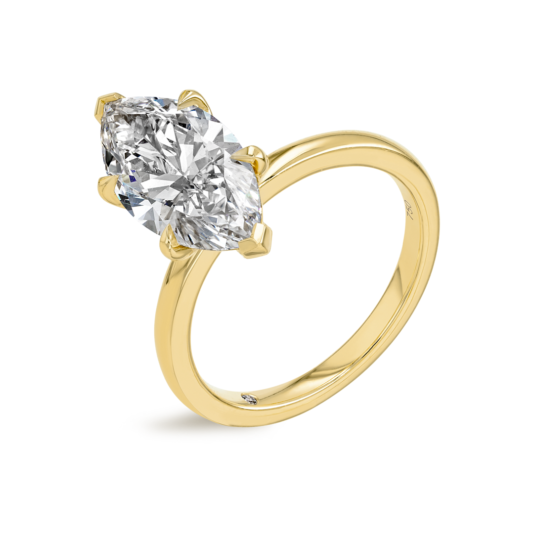 3 Carat Lab-Grown Marquise Solitaire Yellow Gold Ring