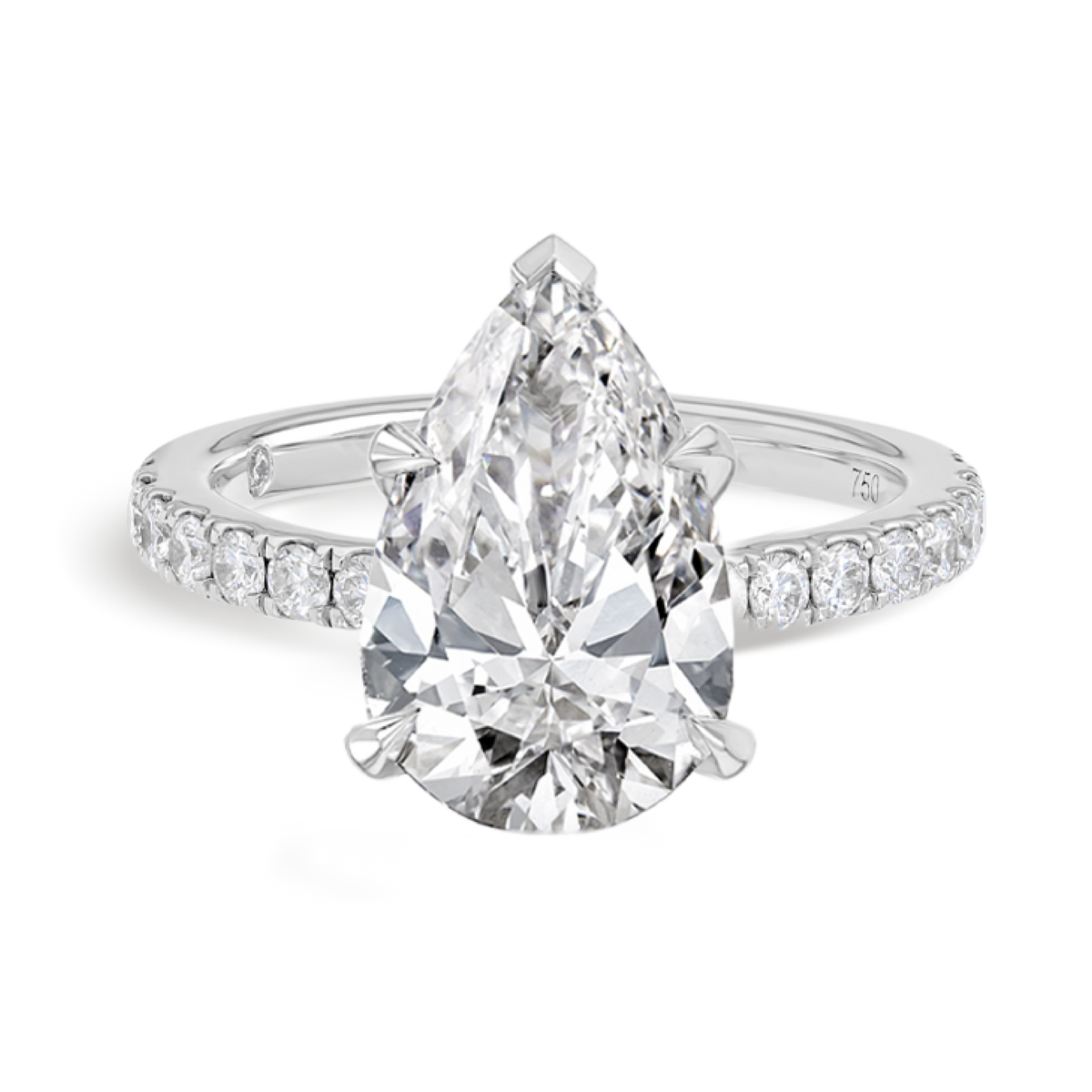 4 Carat Lab-Grown Pear Diamond Band White Gold Ring