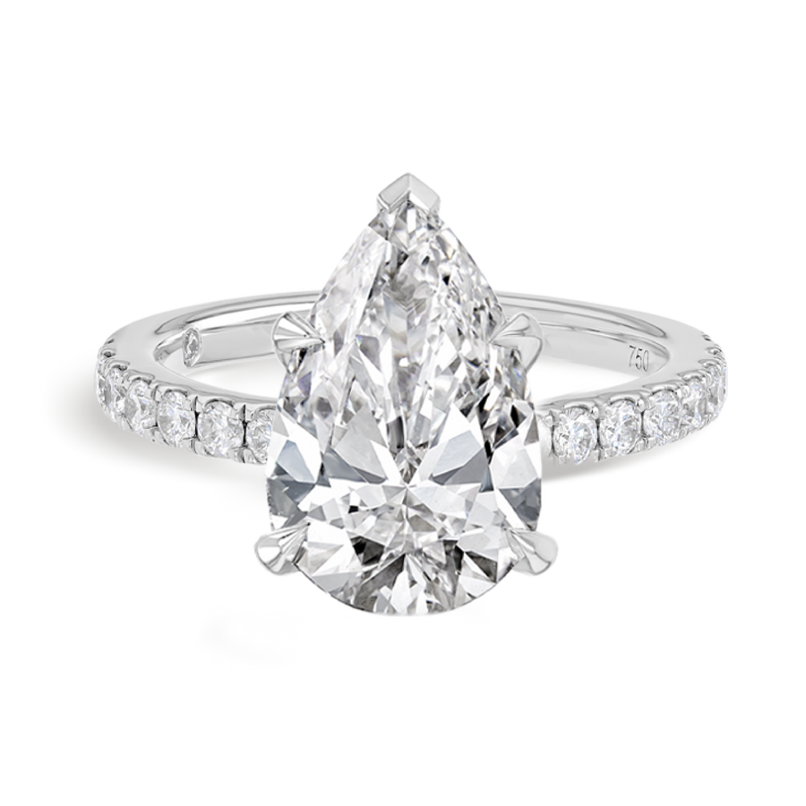 4 Carat Lab-Grown Pear Diamond Band White Gold Ring