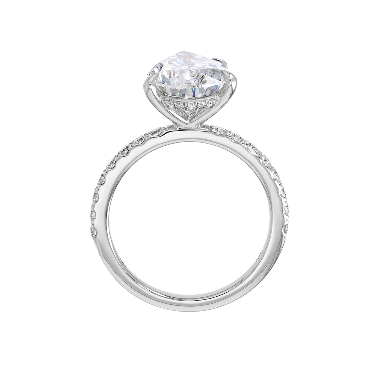 4 Carat Natural Pear Diamond Band White Gold Ring